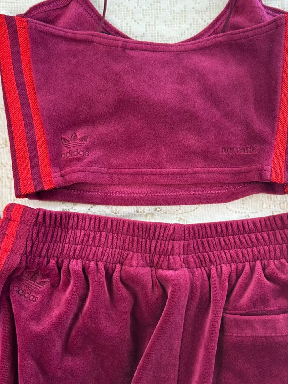Adidas x IVY PARK Beyonce Cherry Wood Velour Track Suite Sweat Full Set XS S - Picture 5 of 6